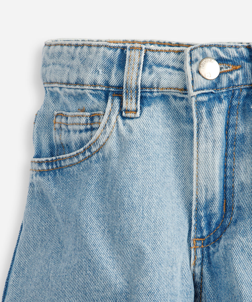 short curto infantil jeans azul