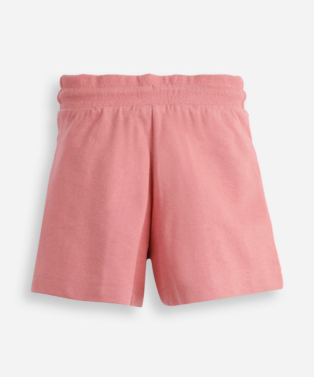 short de moletom infantil com nervura rosa