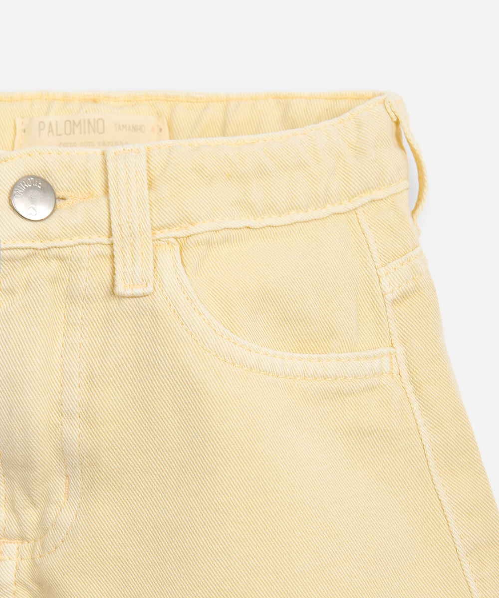 short curto infantil de sarja amarelo