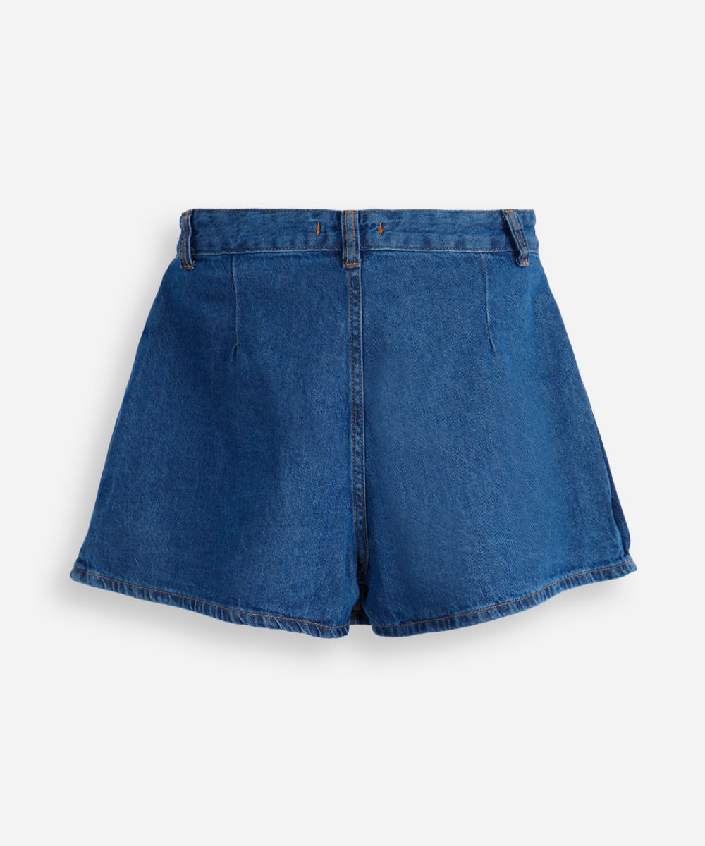 short saia plissada juvenil com pregas azul