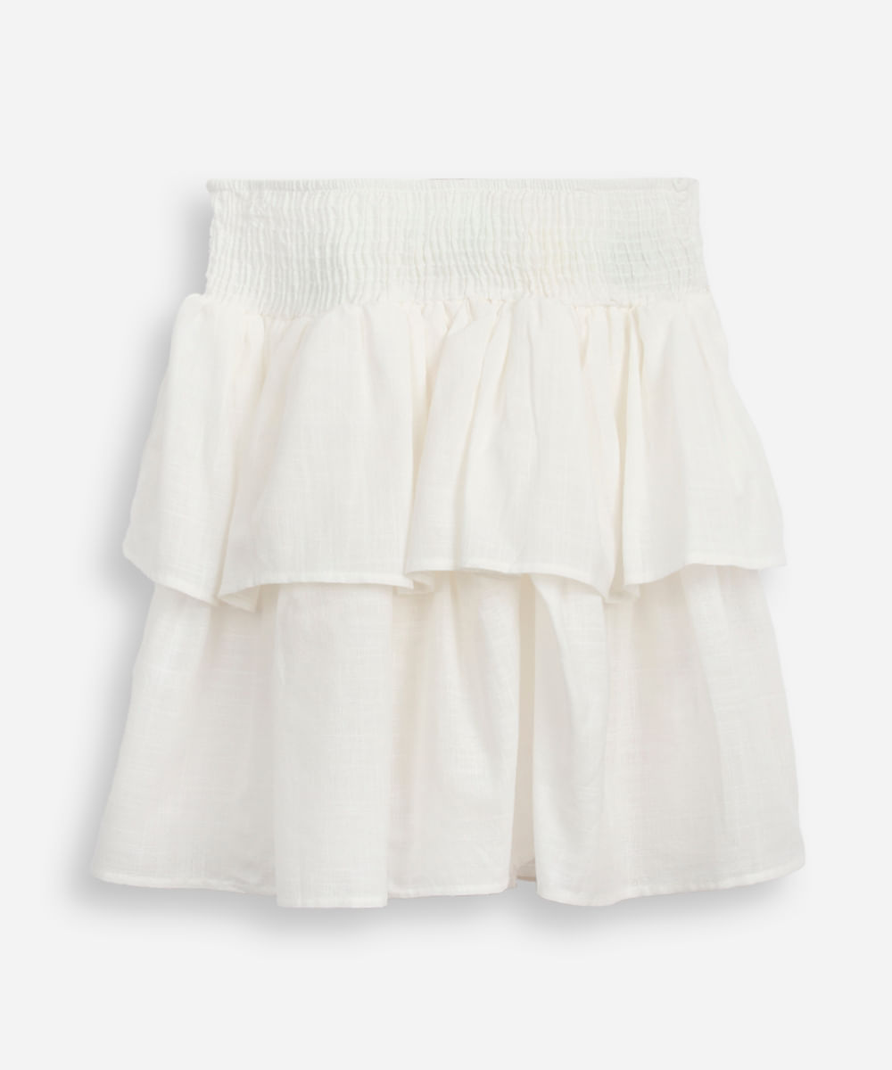 saia curta juvenil com lastex off white