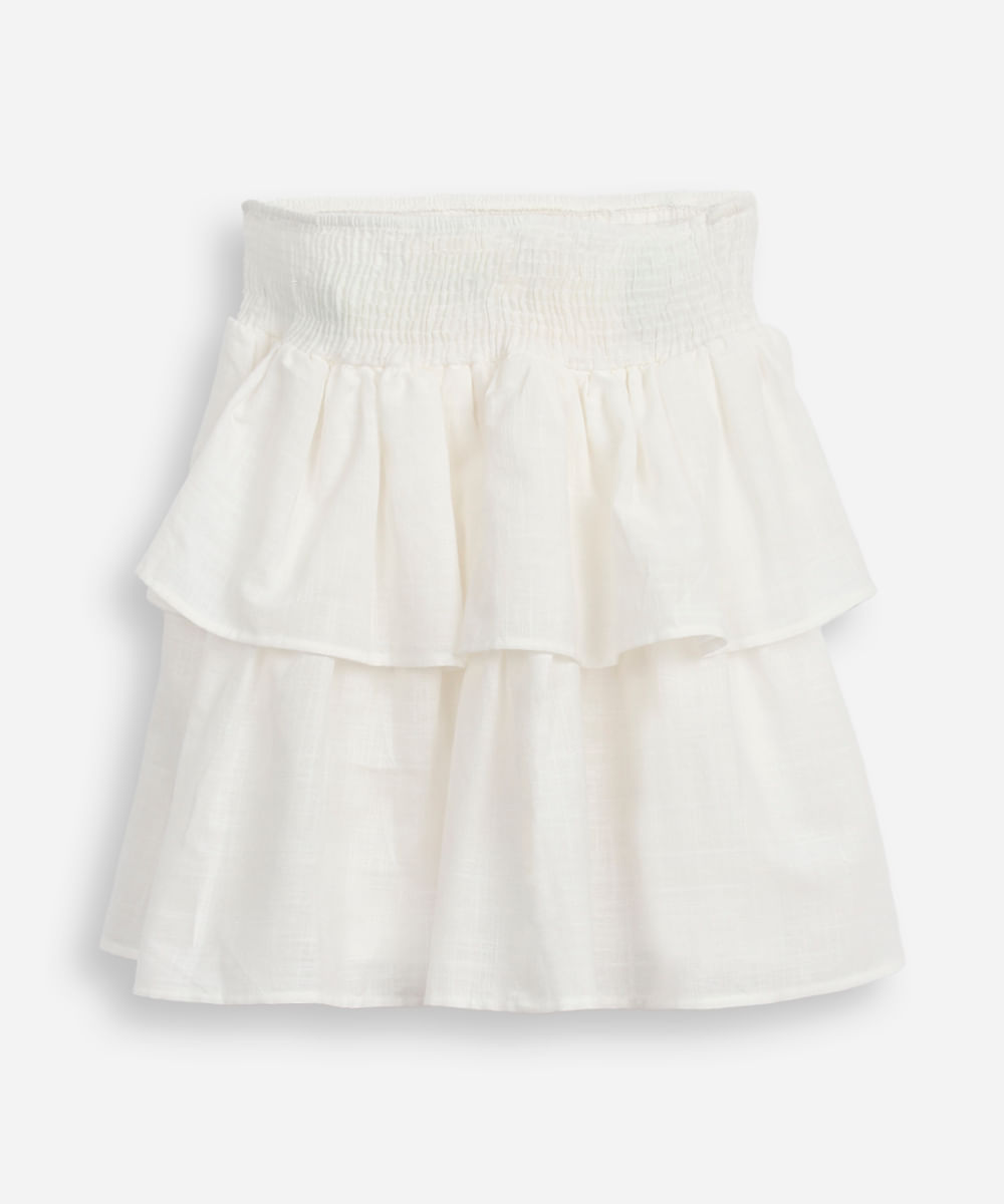 saia curta juvenil com lastex off white