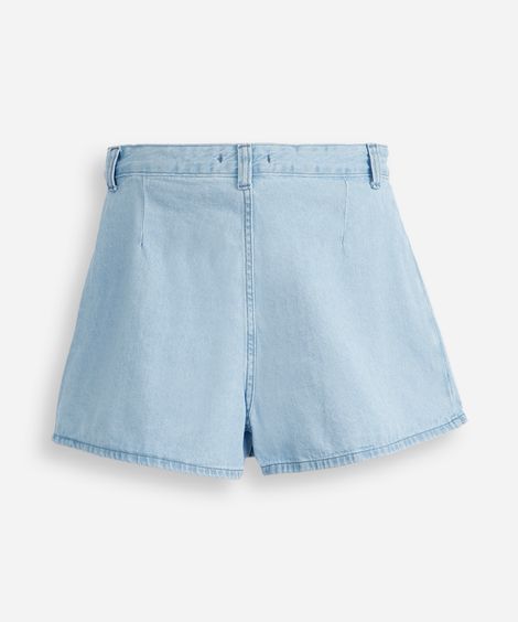 short saia plissada juvenil com pregas azul