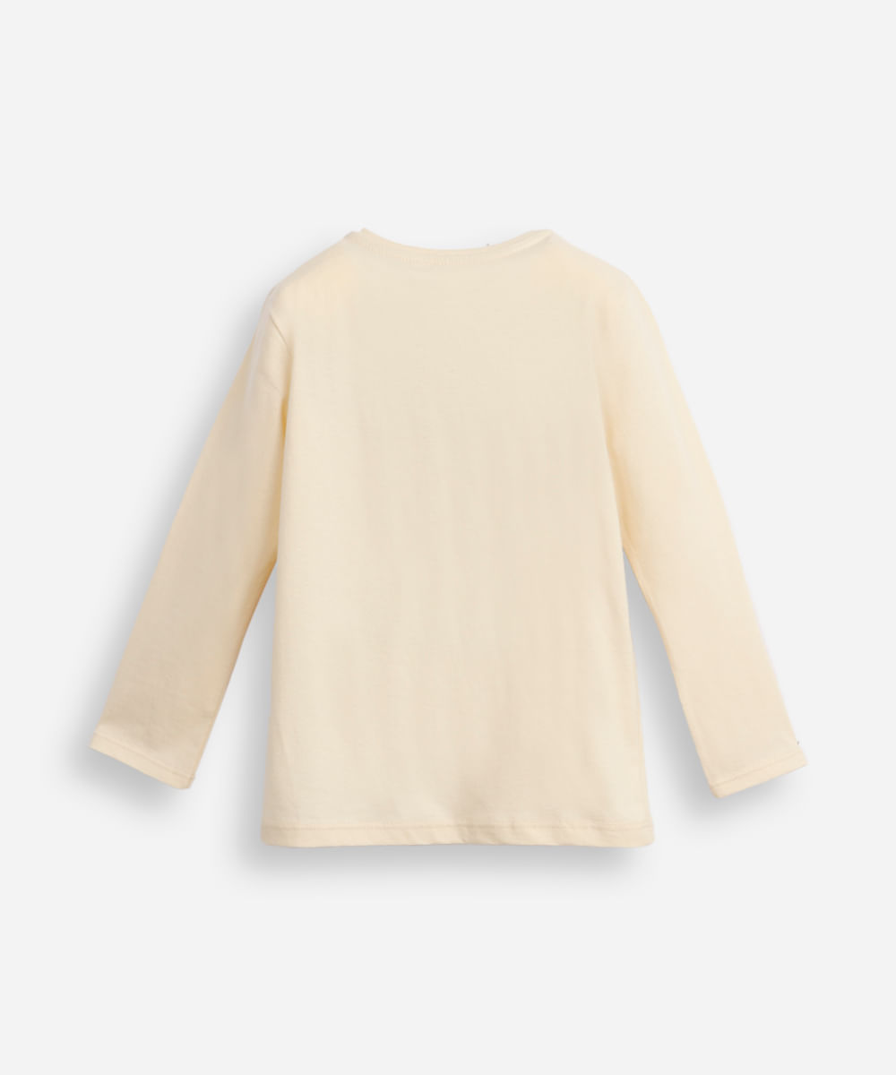 camiseta de algodão infantil cachorro bege
