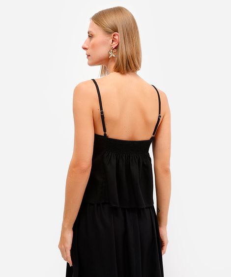 bata feminina com linho bordado floral preta