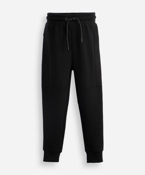 calça jogger infantil de algodão texturizada preta