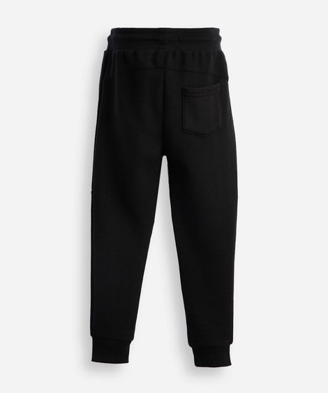 calça jogger infantil de algodão texturizada preta