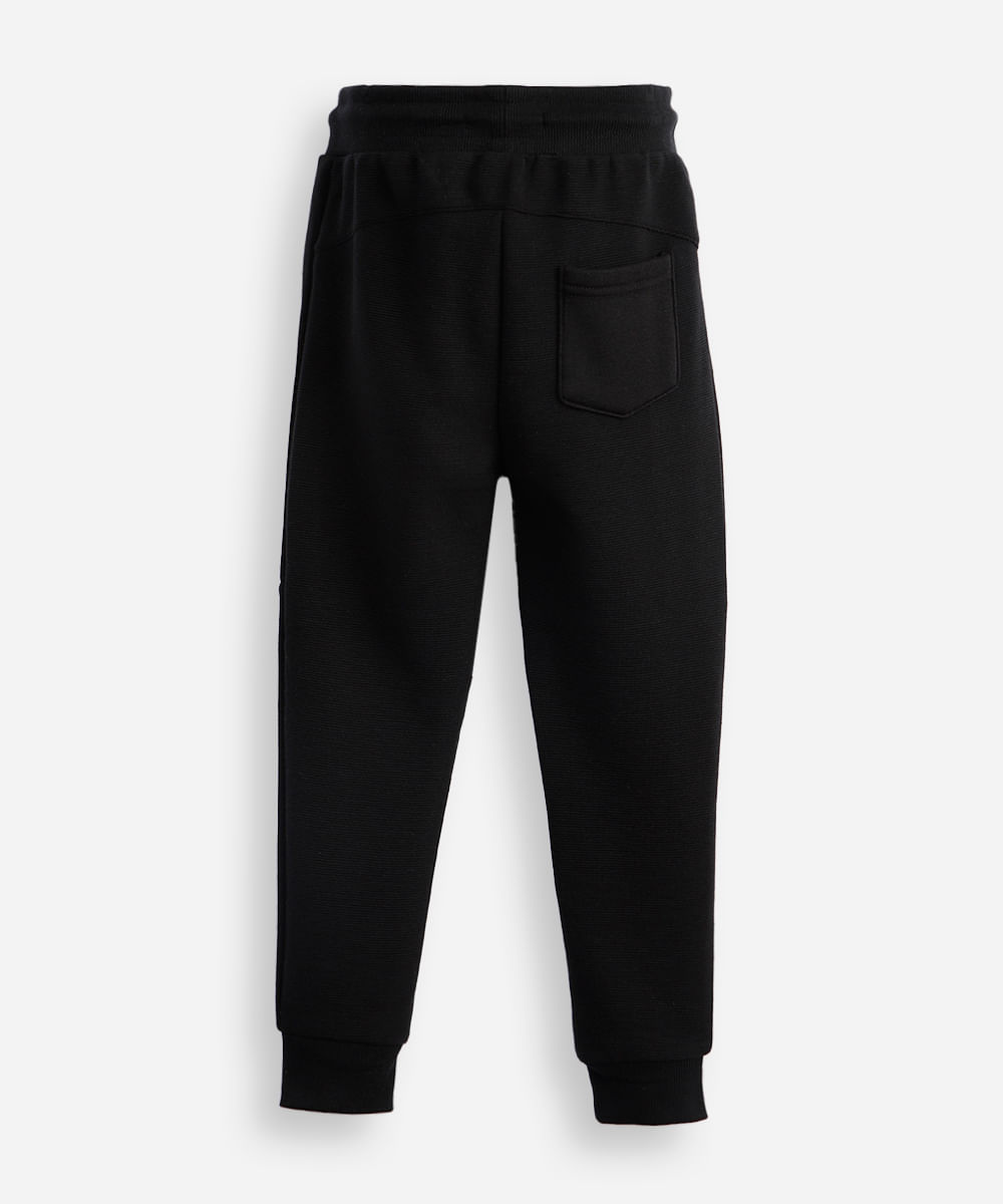 calça jogger infantil de algodão texturizada preta