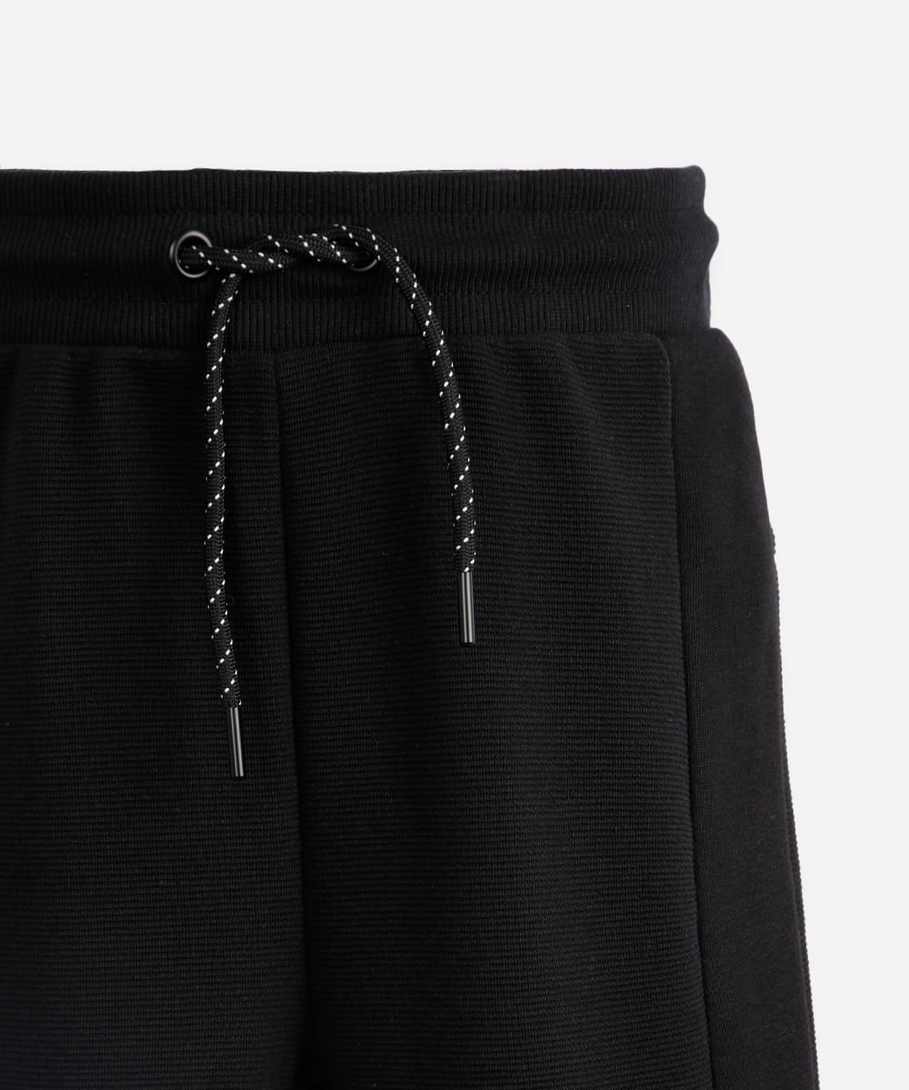calça jogger infantil de algodão texturizada preta