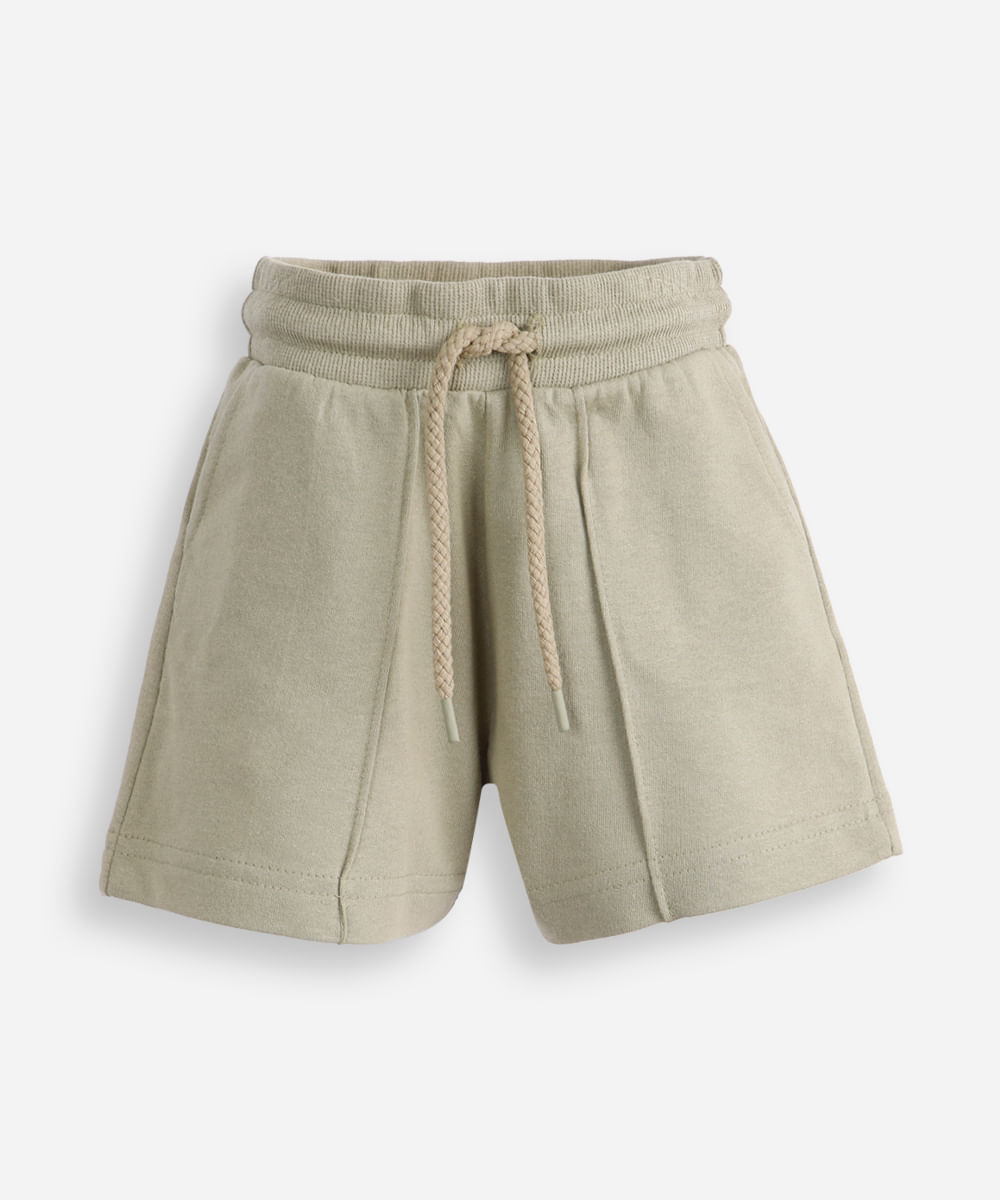 short de moletom infantil com nervura verde