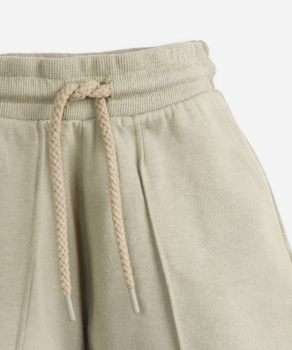 short de moletom infantil com nervura verde