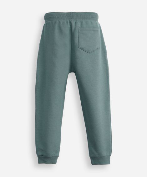 calça jogger infantil de moletom cós com cordão verde