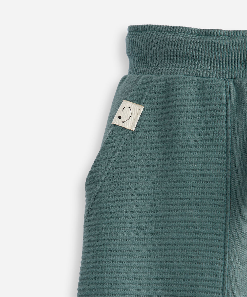 calça jogger infantil de moletom cós com cordão verde