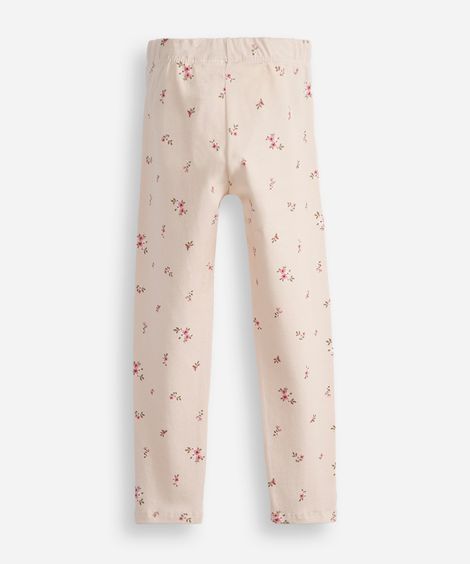 calça legging infantil floral bege