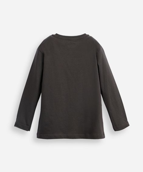 blusa de algodão infantil manga longa stitch cinza