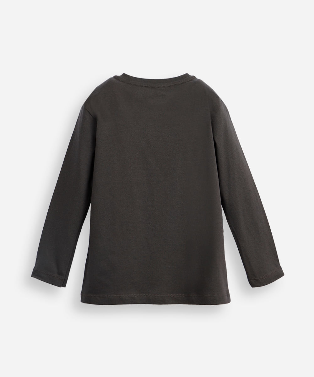blusa de algodão infantil manga longa stitch cinza