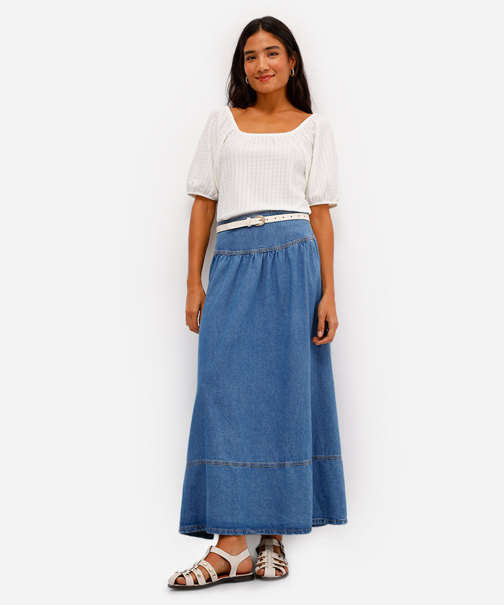 blusa feminina manga bufante texturizada off white