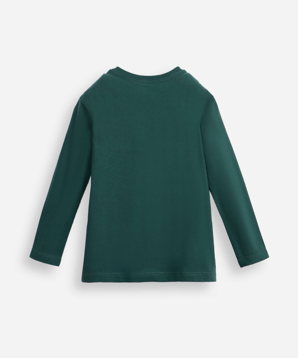 camiseta infantil de algodão california manga longa verde