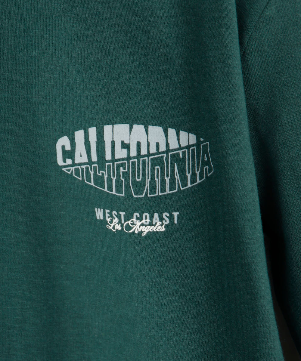 camiseta infantil de algodão california manga longa verde