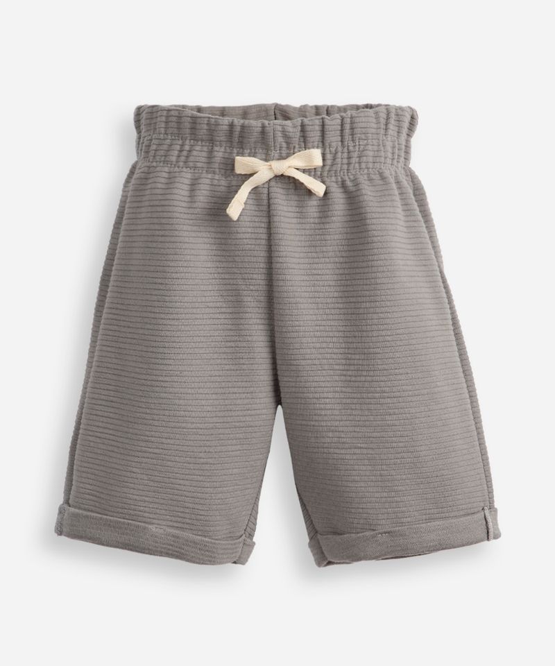 bermuda infantil de malha texturizada cinza