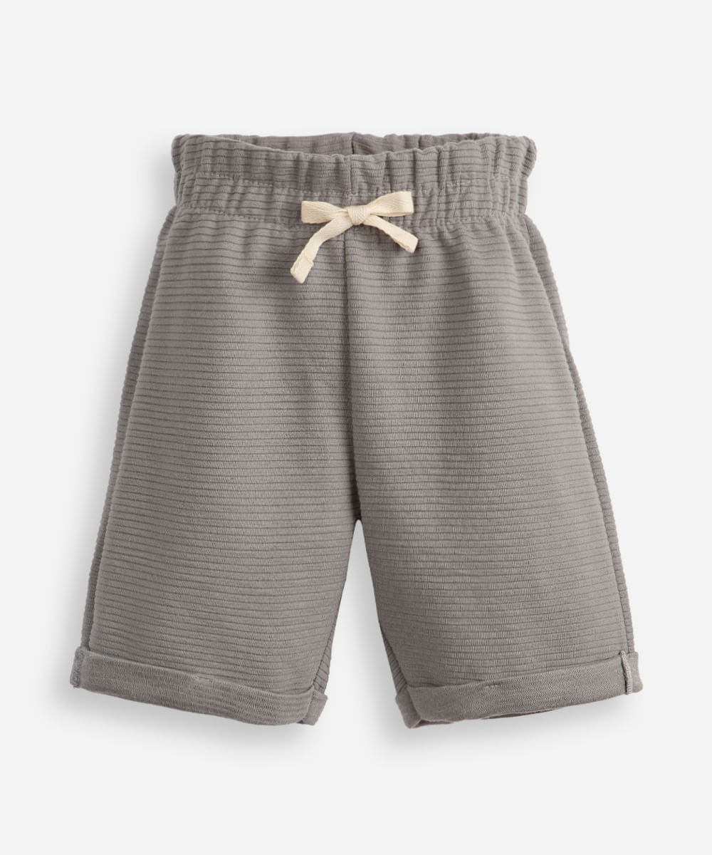 bermuda infantil de malha texturizada cinza