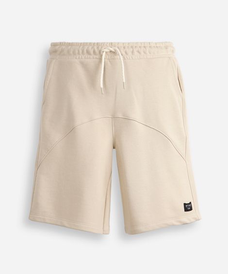 short de moletom juvenil com recorte bege