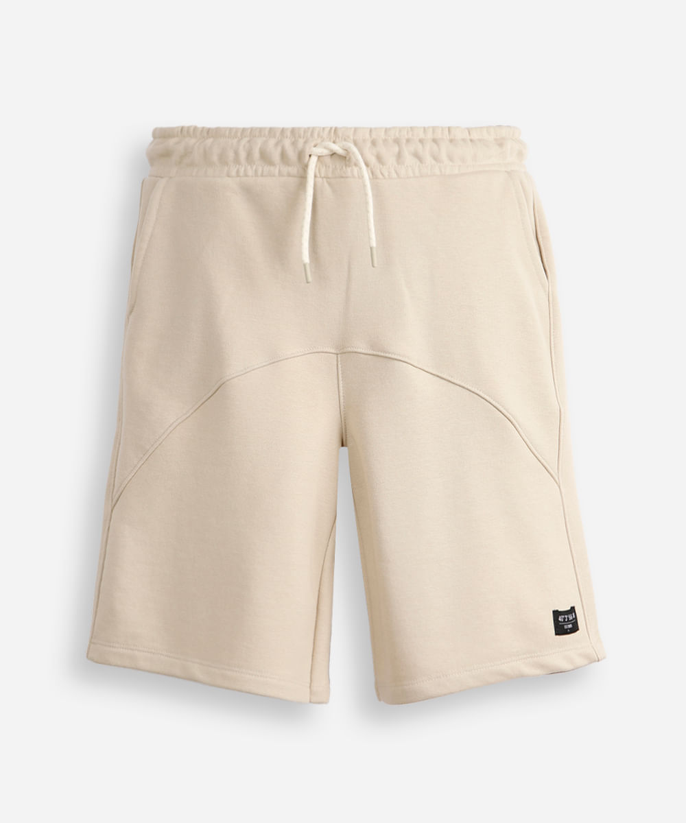 short de moletom juvenil com recorte bege