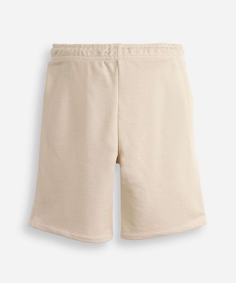 short de moletom juvenil com recorte bege