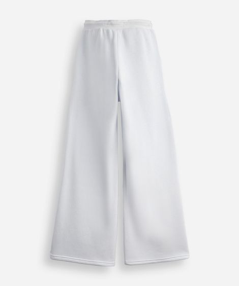 calça wide leg juvenil de moletom com nervura azul