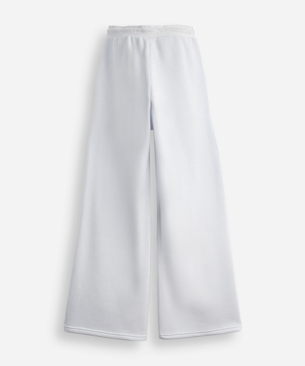 calça wide leg juvenil de moletom com nervura azul