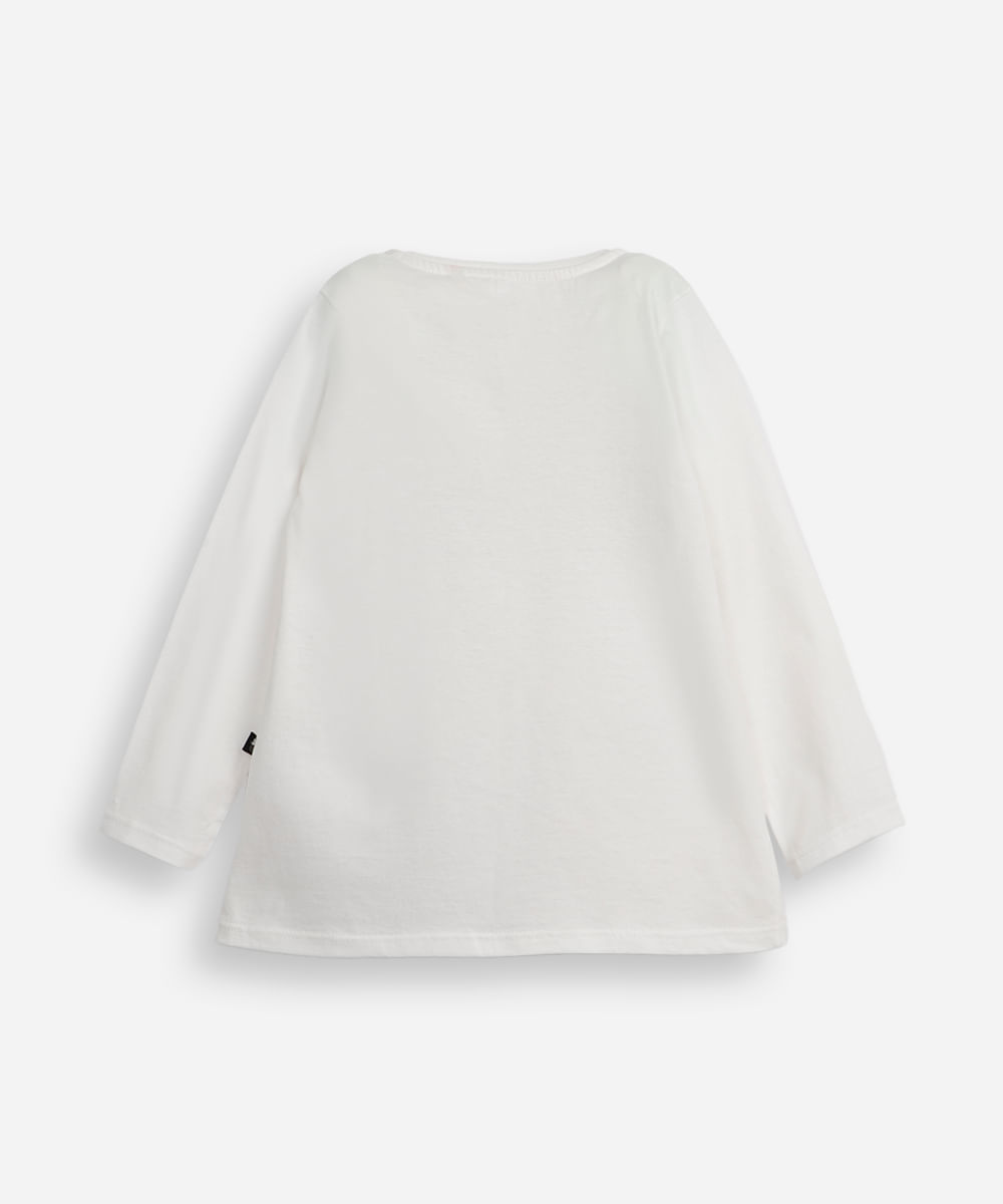 blusa infantil de algodão manga longa minnie com glitter off white