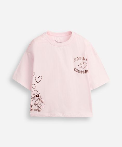 cropped de algodão juvenil you and me together stitch rosa