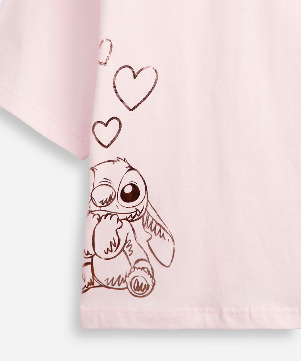 cropped de algodão juvenil you and me together stitch rosa