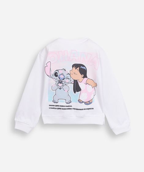 blusa infantil de moletinho manga longa stitch off white