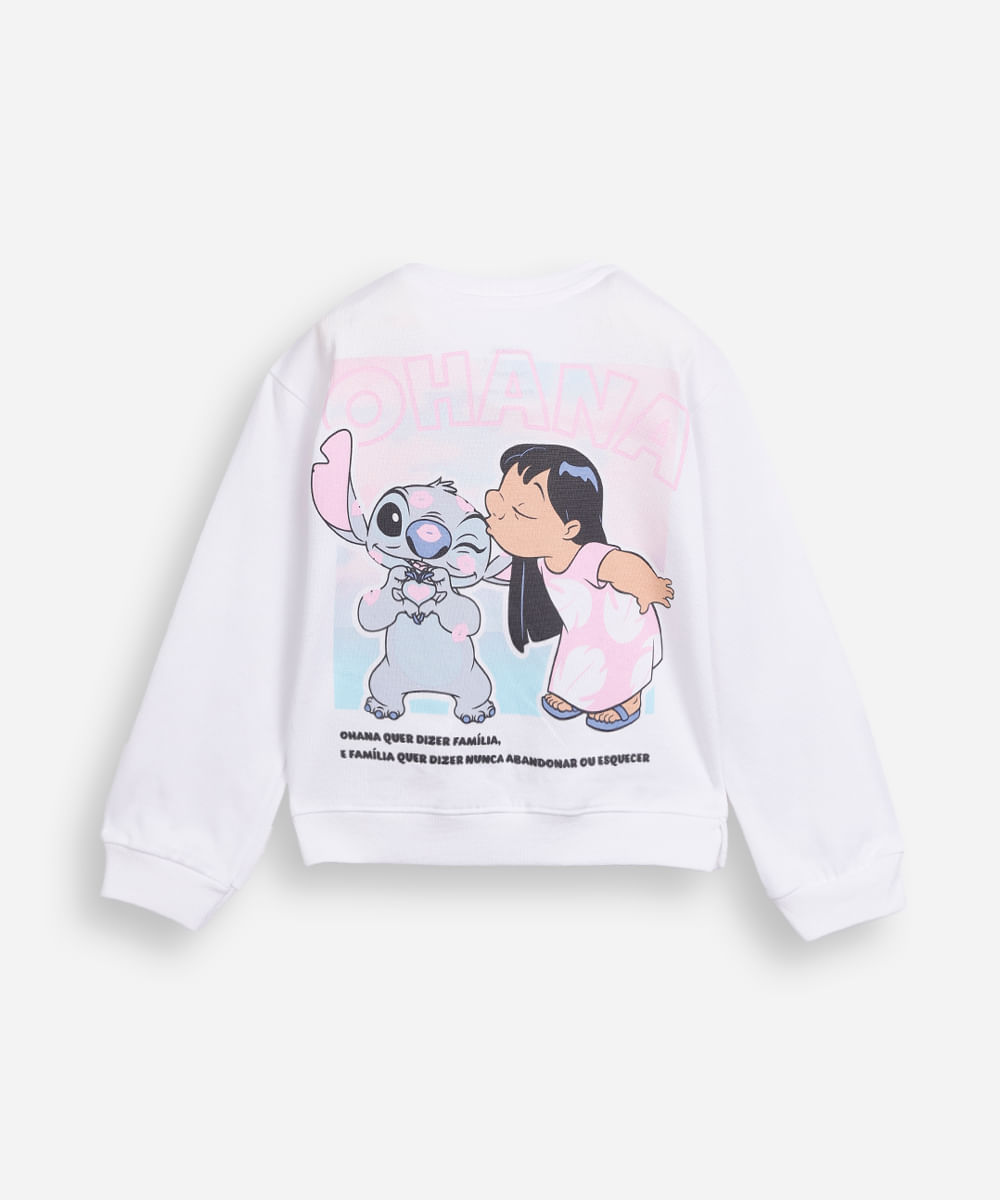 blusa infantil de moletinho manga longa stitch off white