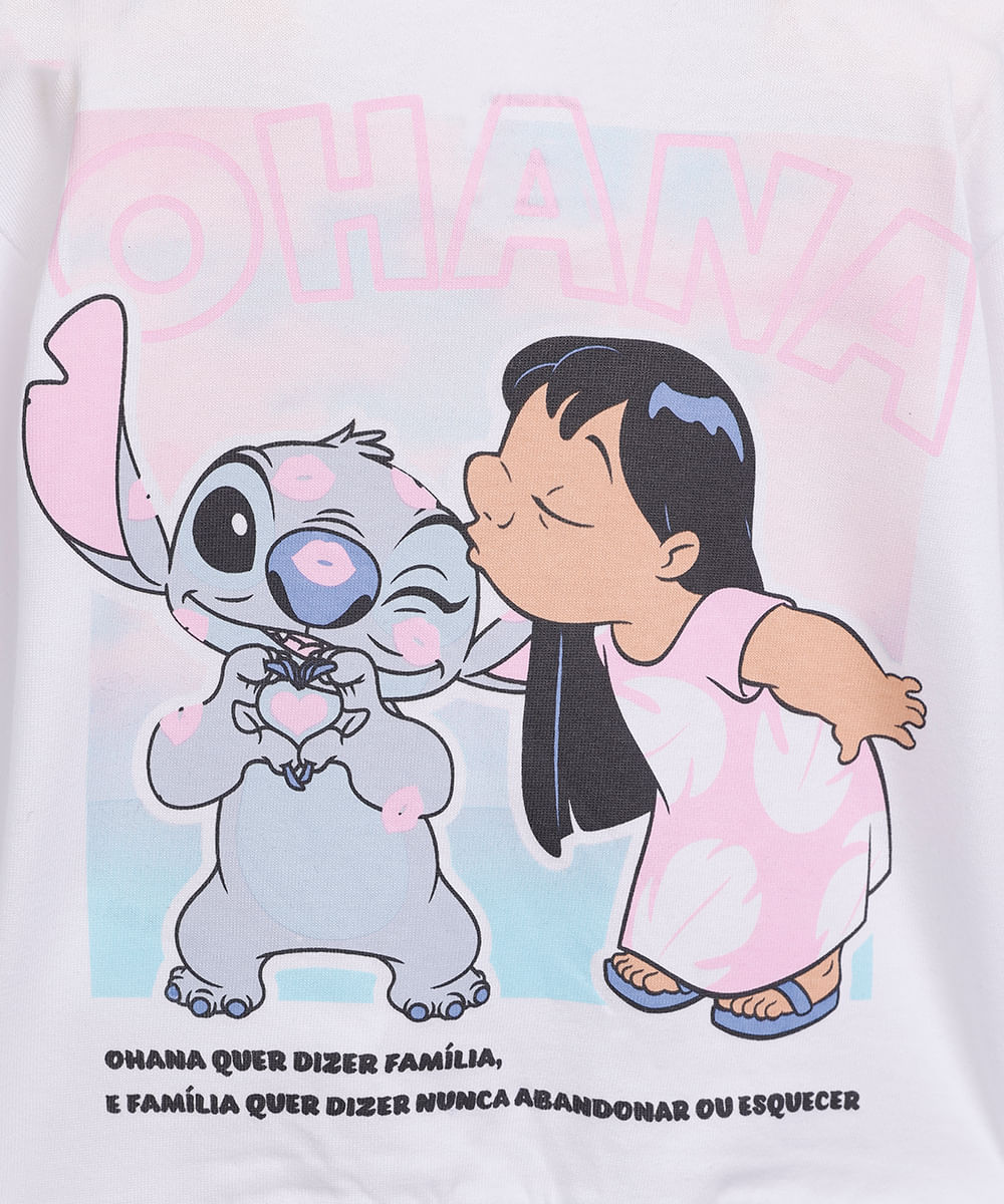 blusa infantil de moletinho manga longa stitch off white