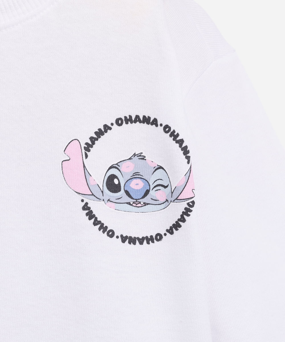 blusa infantil de moletinho manga longa stitch off white
