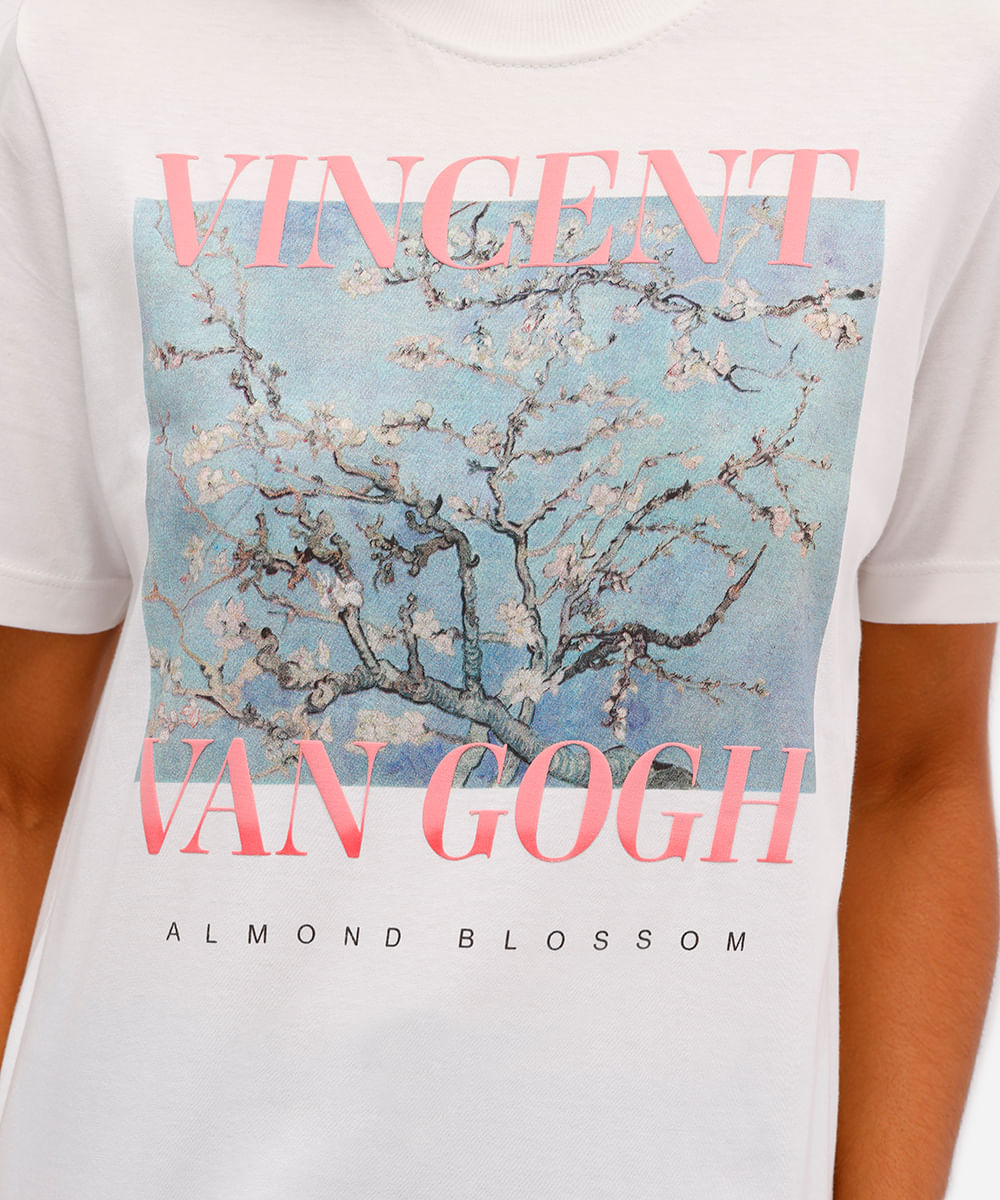 camiseta feminina de algodão vincent van gogh off white