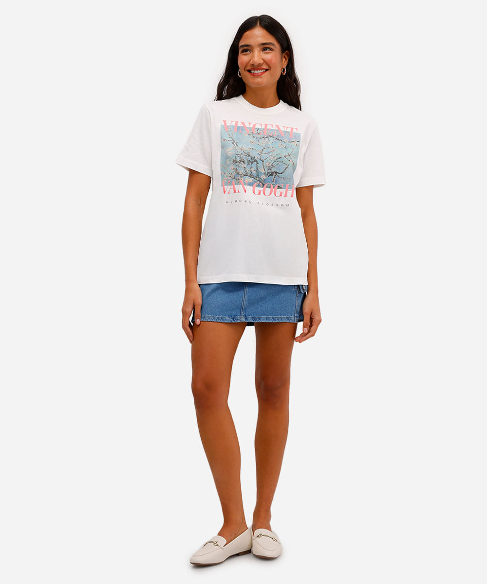 camiseta feminina de algodão vincent van gogh off white