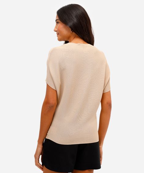 blusa feminina de tricot canelada bege
