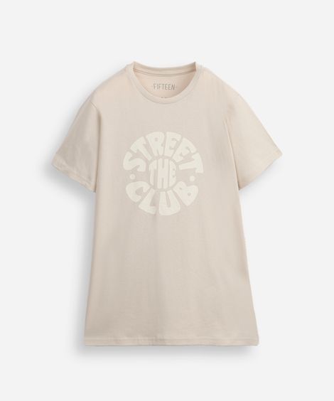 camiseta juvenil de algodão manga curta street the club bege