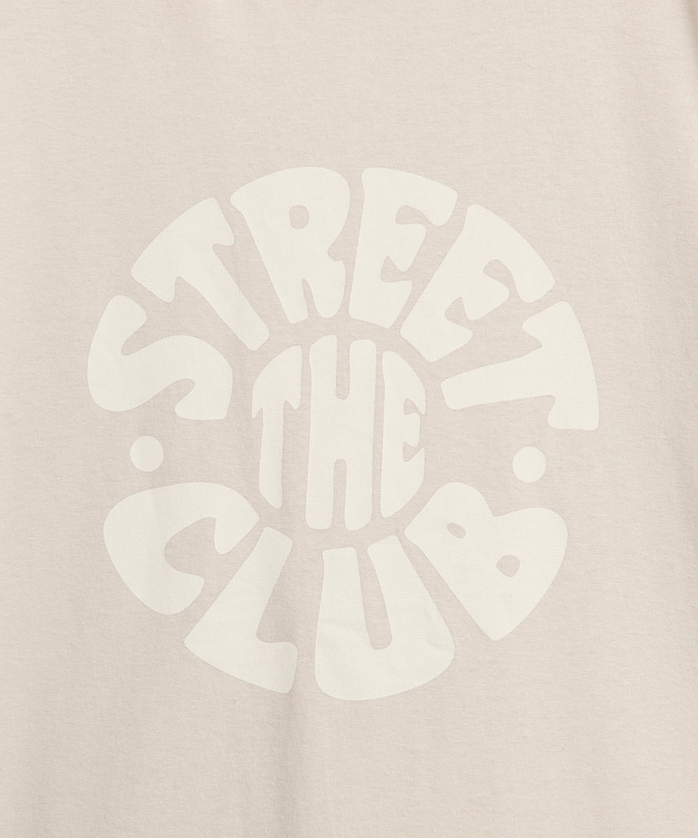 camiseta juvenil de algodão manga curta street the club bege