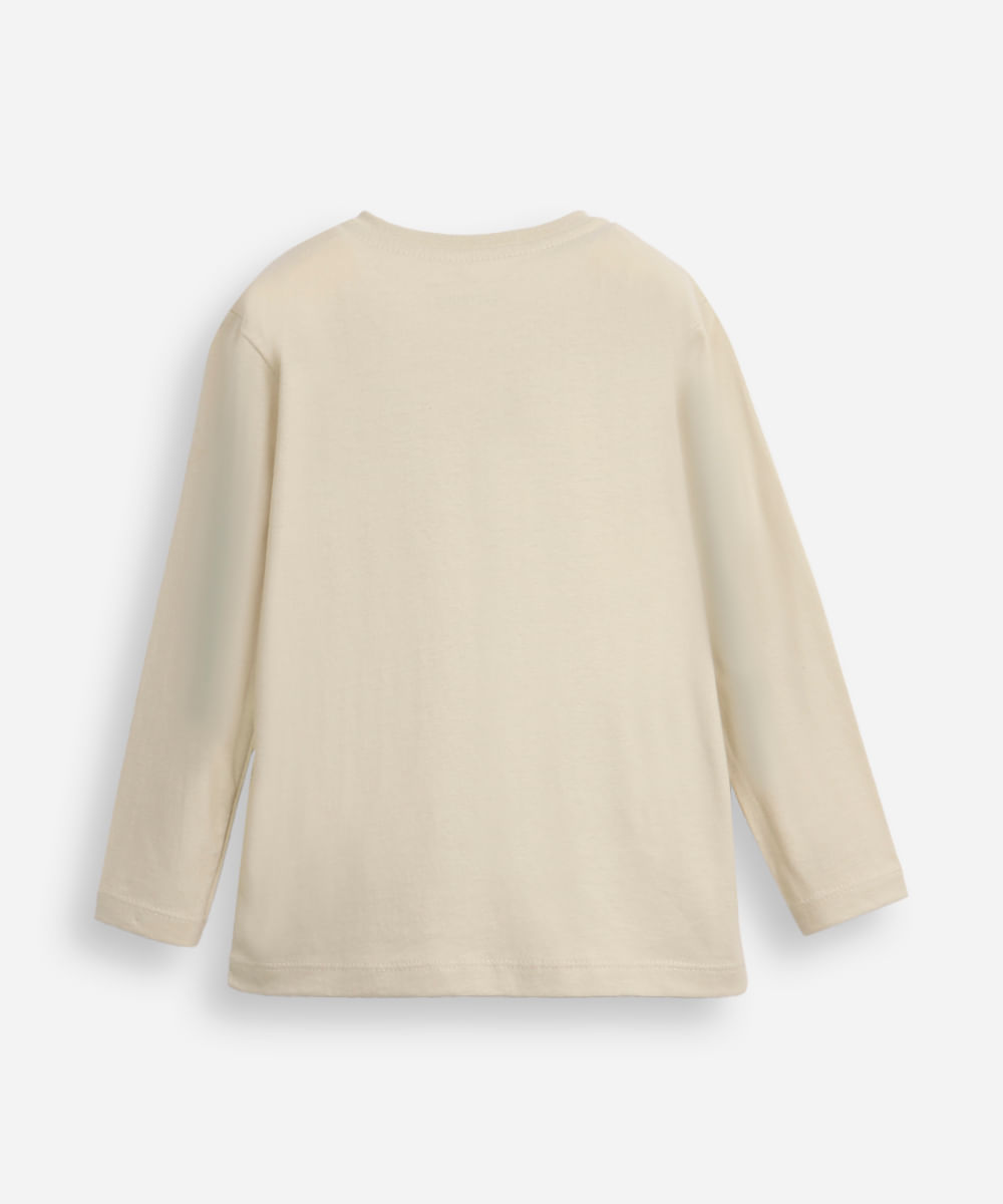 blusa de algodão infantil manga longa california bege