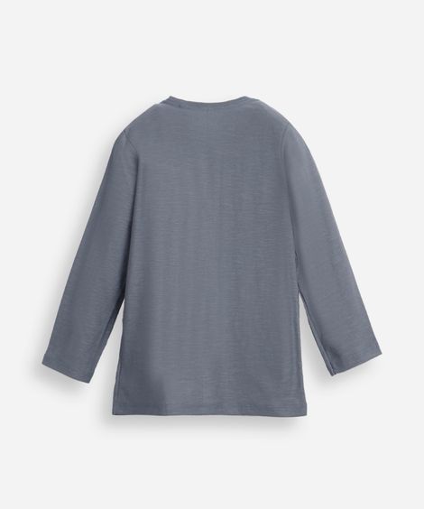 blusa de algodão infantil manga longa dinossauro azul