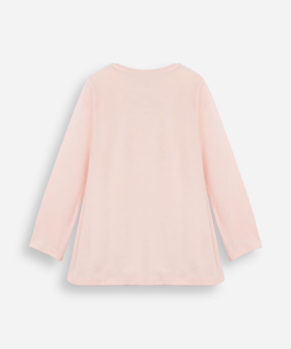 blusa de algodão infantil manga longa bluey rosa