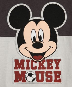 camiseta infantil de algodão com recorte mickey mouse cinza