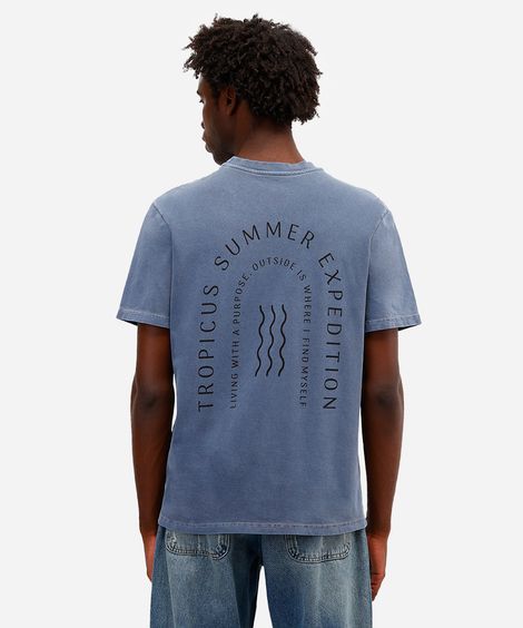camiseta masculina de algodão manga curta tropicus summer azul