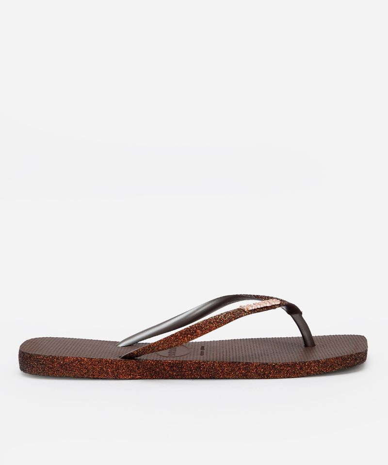 chinelo havaianas slim texturizado marrom