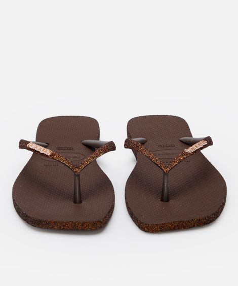 chinelo havaianas slim texturizado marrom