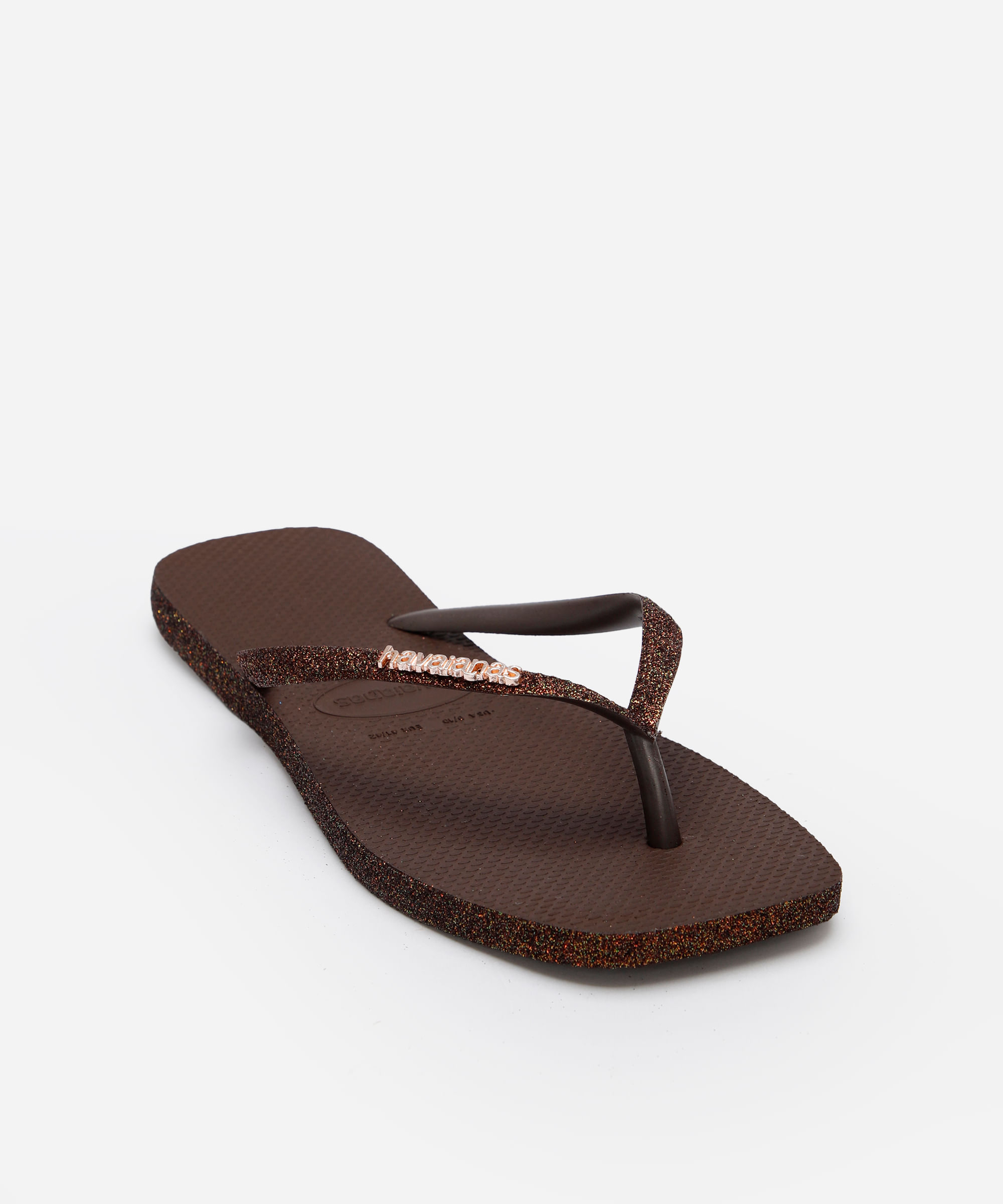 chinelo havaianas slim texturizado marrom
